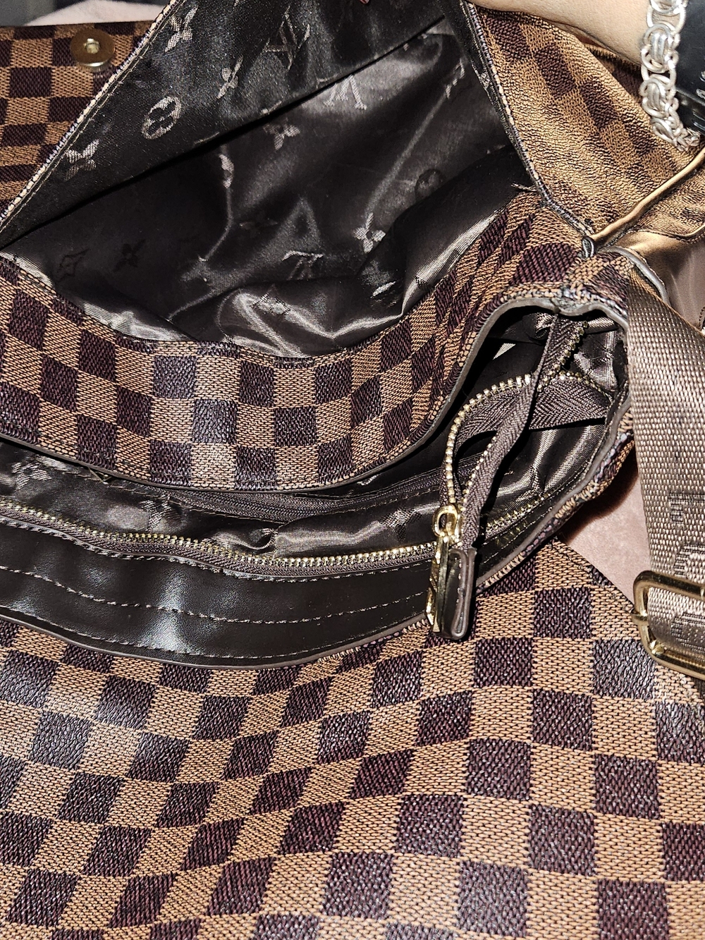 Brown Checkered Women’s Shoulder/ Messenger Bag